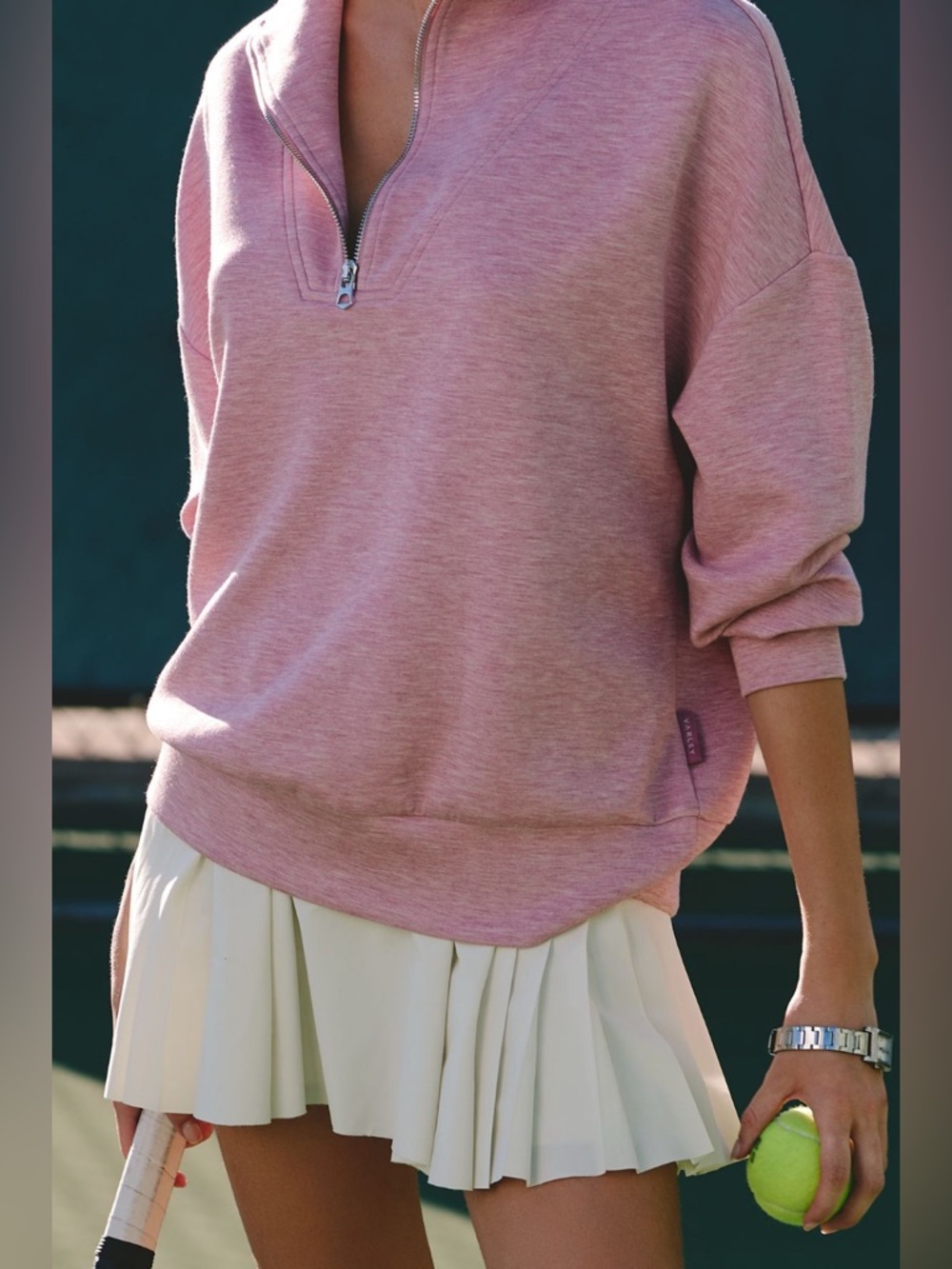Varley | Hawley Sweat 1/2 Zip Pullover | Large | Rose Marl - Picture 2 of 13